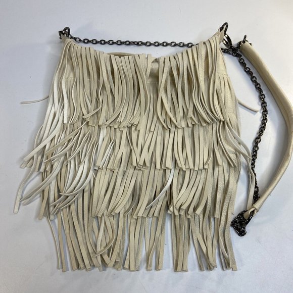 Womens White STEVE MADDEN GIRL Fringe Designer Crossbody Bag Shoulder Purse - Picture 4 of 14
